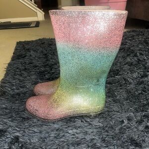 Cute pastel color rain boots with sparkles